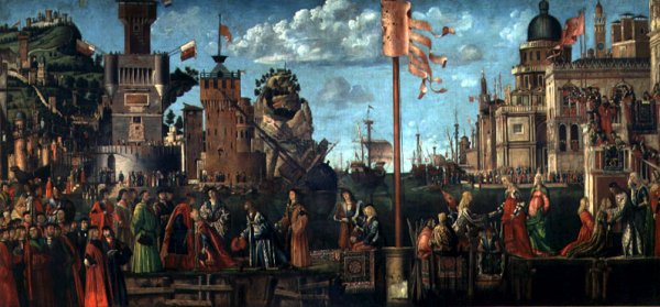 The Meeting of Etherius and Ursula and the Departure of the Pilgrims, from the St. Ursula Cycle, originally in the Scuola di Sant'Orsola, Venice, 1498