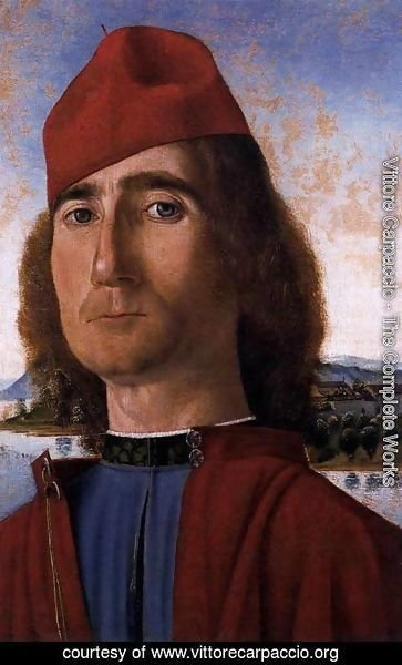 Vittore Carpaccio - Portrait of an Unknown Man with Red Beret 1490-93